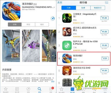IOS登榜TOP4《激流快艇2》獲央視移動(dòng)推薦